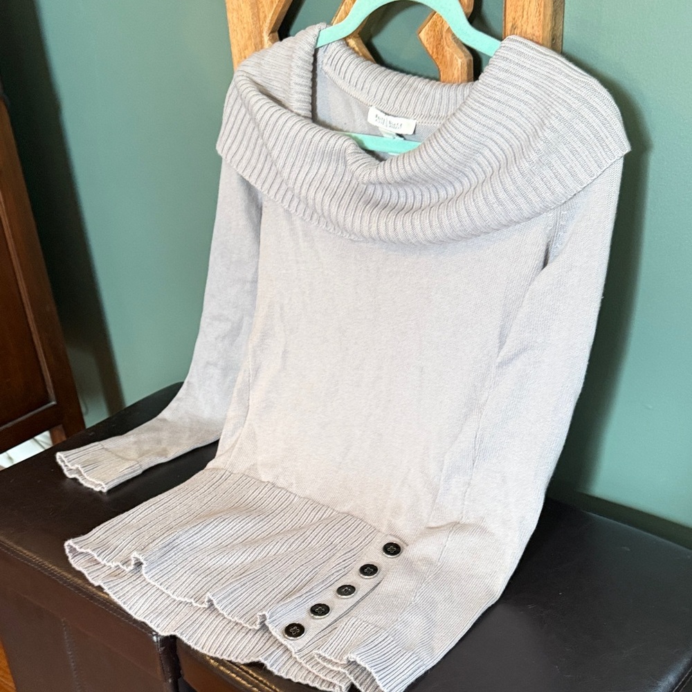 White House Black Market Gray Cowl Neck Sweater